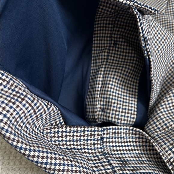 Zara NWT navy and brown mini houndstooth checkered lapel collar dress - Picture 9 of 9